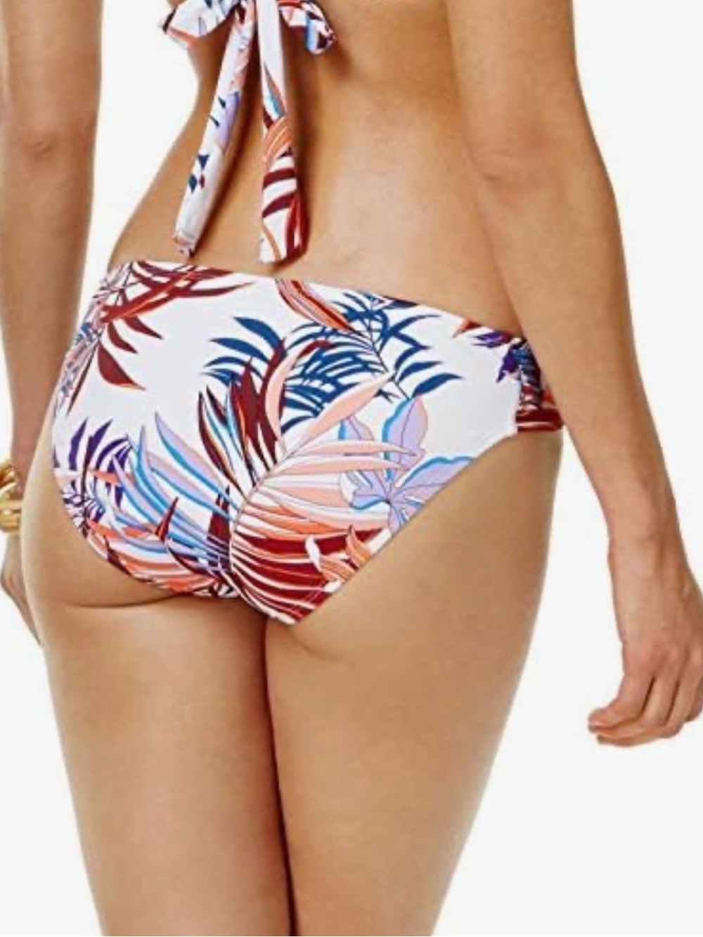 NWT La Blanca White Multi Tropical Leaf Bikini Bottom